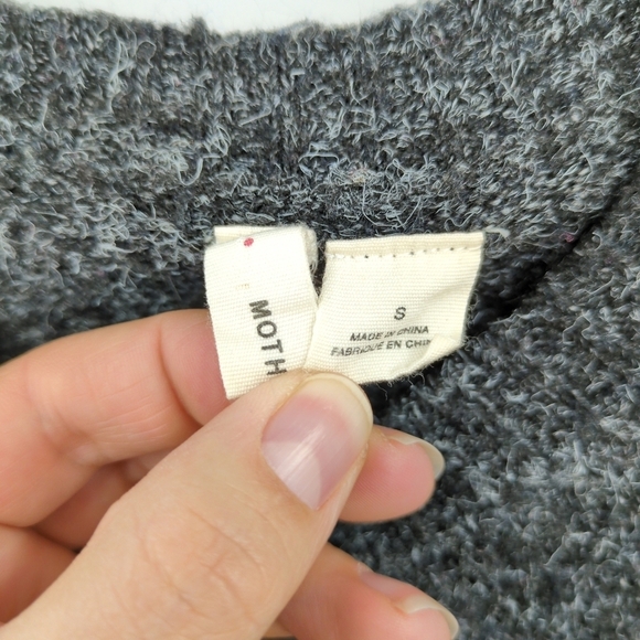 Moth Anthropologie Split Collar Women's Small Grey Fuzzy Sweater Crew Neck - Picture 7 of 9